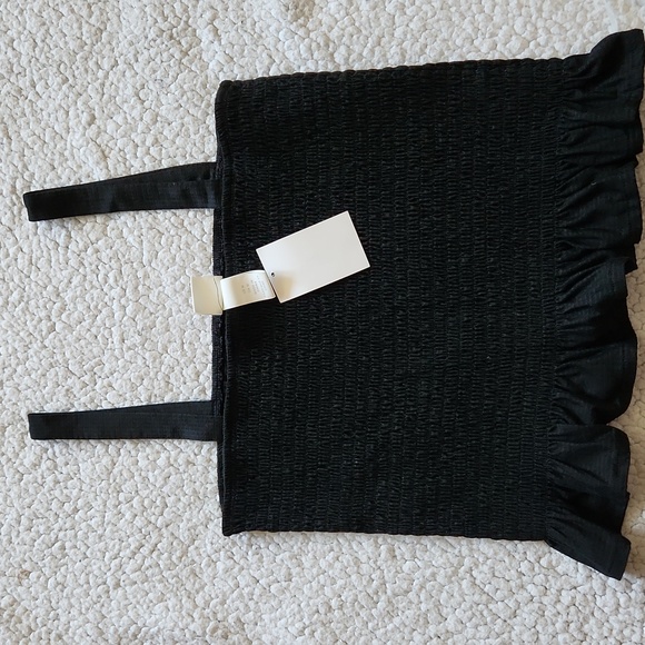 H&M Black Smocked Cami Tank Top Sz M and M&M Black Raceback Tank Top Sz L NWTs - Picture 3 of 14